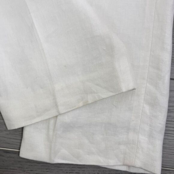 Lafayette 148 Barrow Women Size 4 Cream Linen Straight Leg Pants Trouser Office - Picture 13 of 13